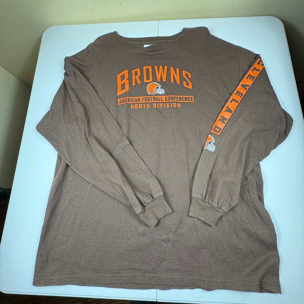 Cleveland Browns Long Sleeve Shirt Mens XL Brown Orange NFL Football